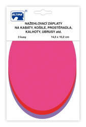 Nažehľovacie záplaty jednofarebné ovály 3 ks - ružová červená fialová